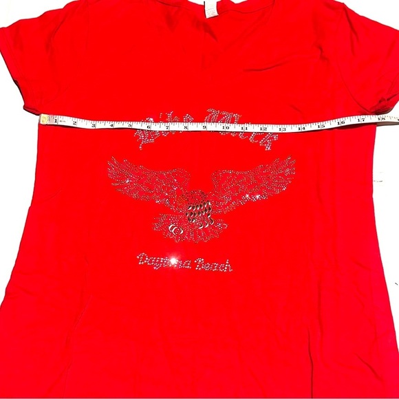Daytona Beach Florida Bike Week Studded Red Motorcycle T-Shirt Women's L Large - Picture 7 of 8